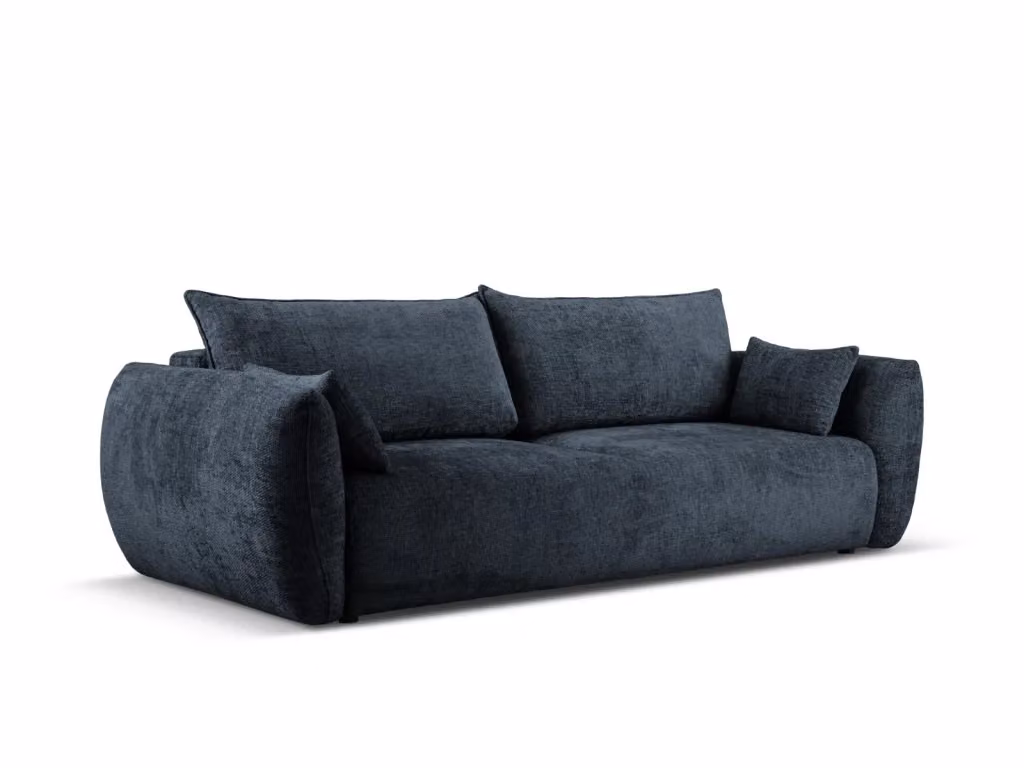 Divano convertibile con contenitore Matera di Cosmopolitan Design a 3 posti in ciniglia blu reale L: 240 cm, P: 96 cm, H: 86 cm – 2