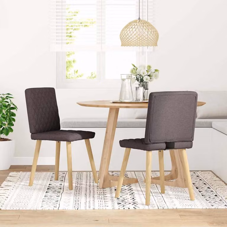 Set di 2 sedie da pranzo vidaXL in tessuto marrone scuro con struttura in legno e metallo