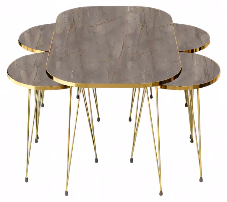Eleganter grauer Holz-Couchtisch mit Beistelltischen im modernen Stil