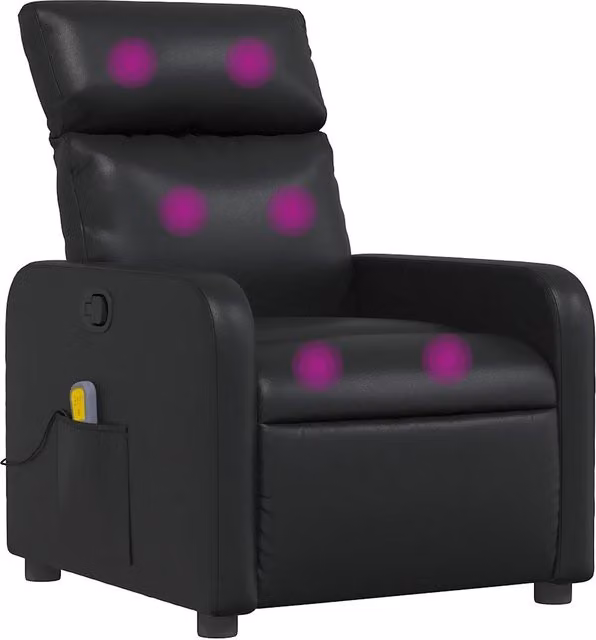 Poltrona Relax Reclinabile vidaXL in Similpelle Nera con Braccioli e Imbottitura in Schiuma
