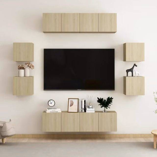 Set di Mobili Porta TV 8 pz-Set di 8 Credenza per TV Rovere Sonoma in Legno Multistrato 328484