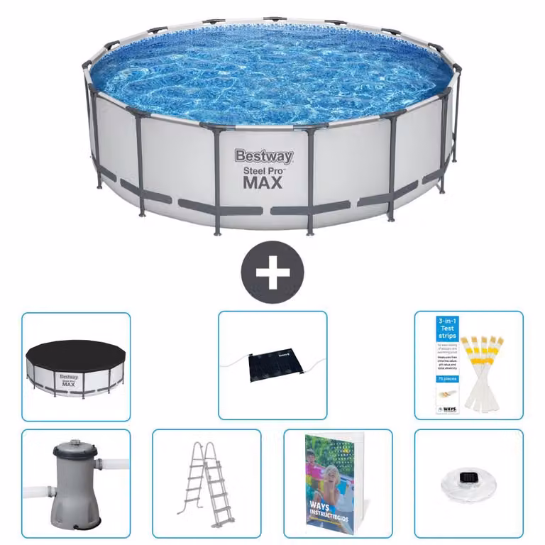 Piscina gonfiabile Bestway Steel Pro MAX, rotonda, 488x122 cm, composta da 6 parti, modello S598