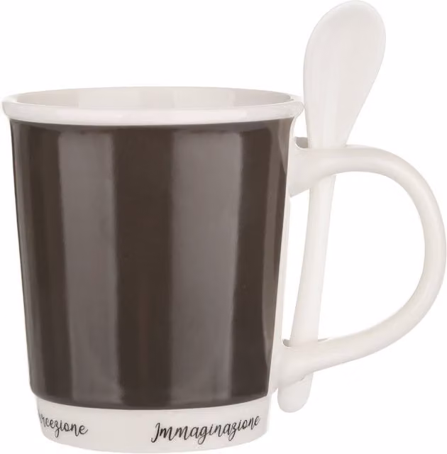 Mug KASANOVA in ceramica grigia con coperchio da 400 ml