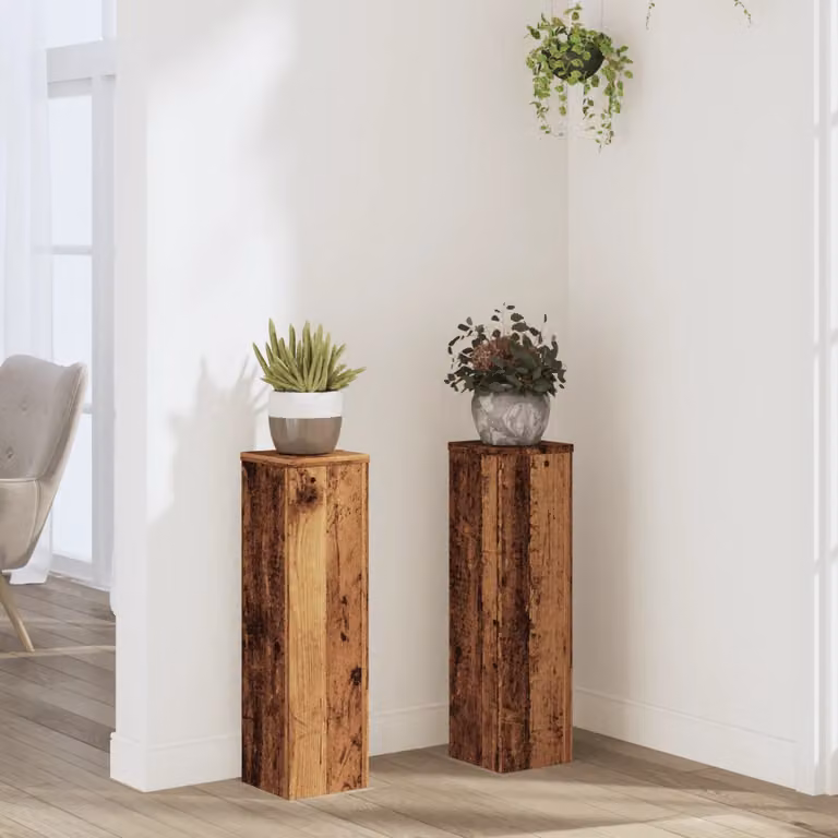 Set di 2 supporti per piante vidaXL in legno marrone, H x L x P: 60 x 17 x 17 cm