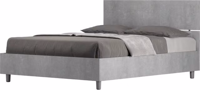 Letto Matrimoniale Francese 140x200 cm con Rete Testata Dritta Demas Grigio