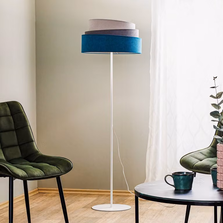 Lampada da terra Pastell Trio Duolla, Bianco / Opale, Soggiorno / Sala da pranzo, Tessuto / Stoffa / Seta, Moderno, Lampada da terra