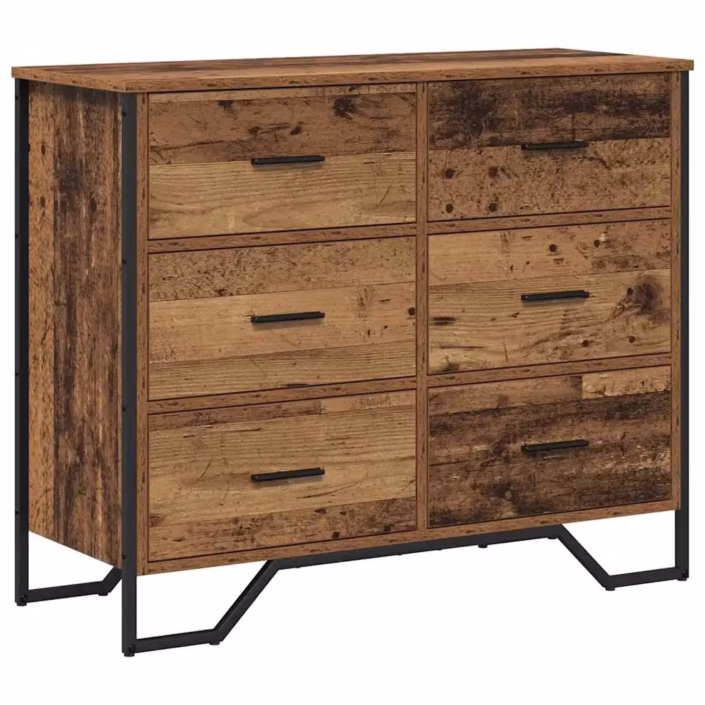 Cassettiera con 6 cassetti vidaXL in legno effetto vecchio marrone L 91 cm x P 35,5 cm x H 74,5 cm – 2