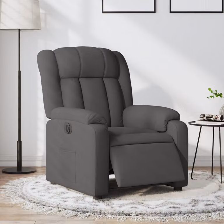 vidaXL Poltrona Elettrica Reclinabile in Tessuto Grigio con Braccioli e Funzione Auto-Return