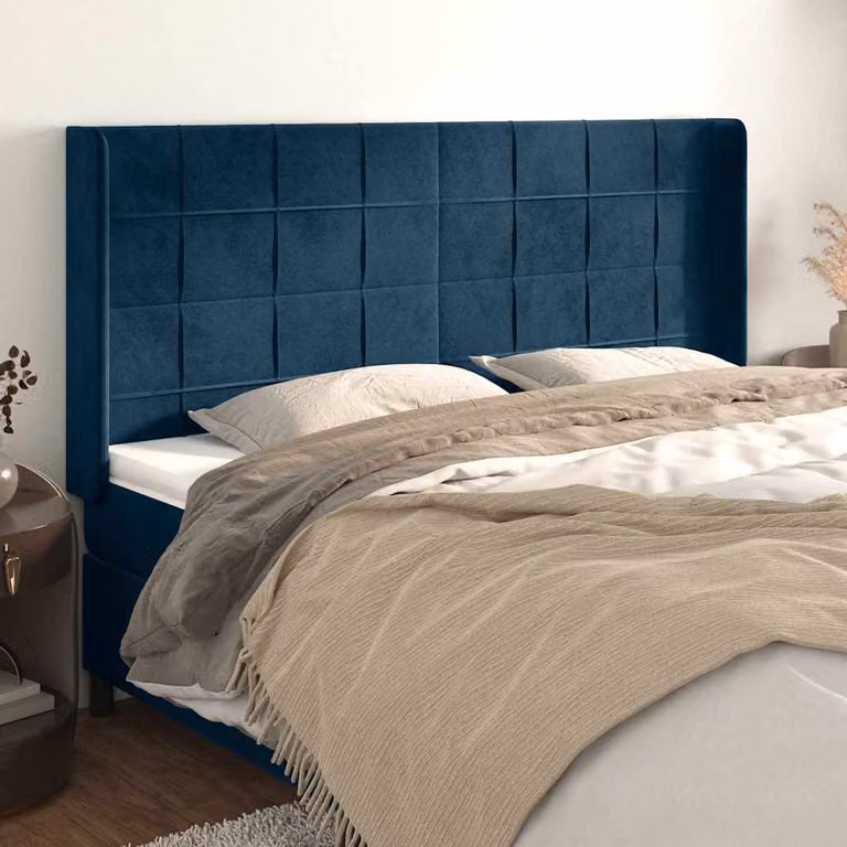 Testiera ad orecchio vidaXL in velluto blu scuro L: 183 cm, P: 16 cm, H: 118/128 cm