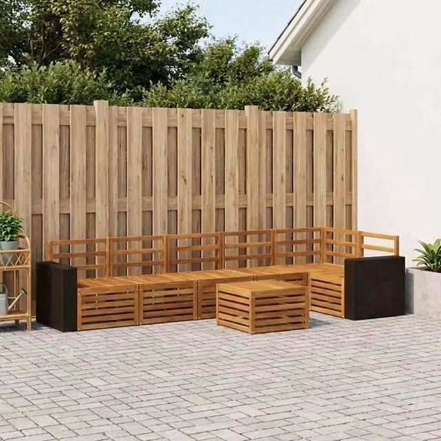 Set di divani da esterno 7 pz Naturale Poliestere 3384450
