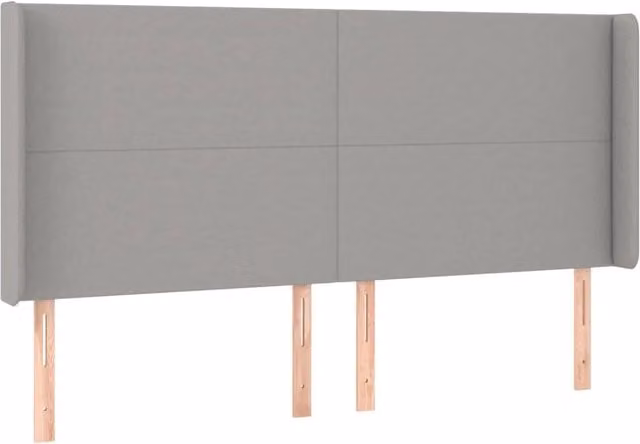 Testiera ad orecchio in tessuto grigio chiaro L: 203 cm, P: 16 cm, H: 118/128 cm
