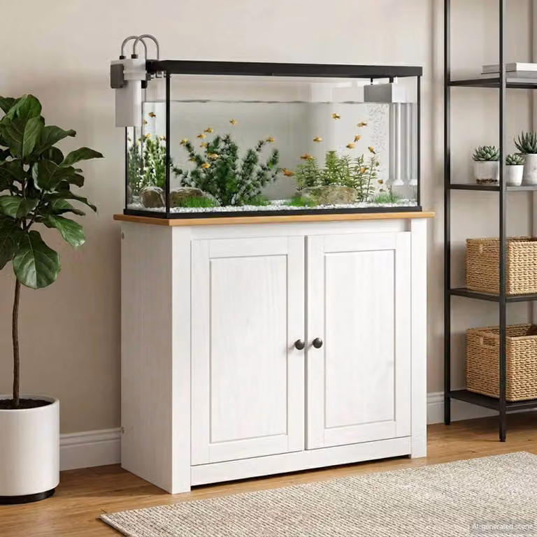 vidaXL Supporto per Acquario PANAMA Bianco e Marrone L: 81 cm, P: 36 cm, H: 73 cm