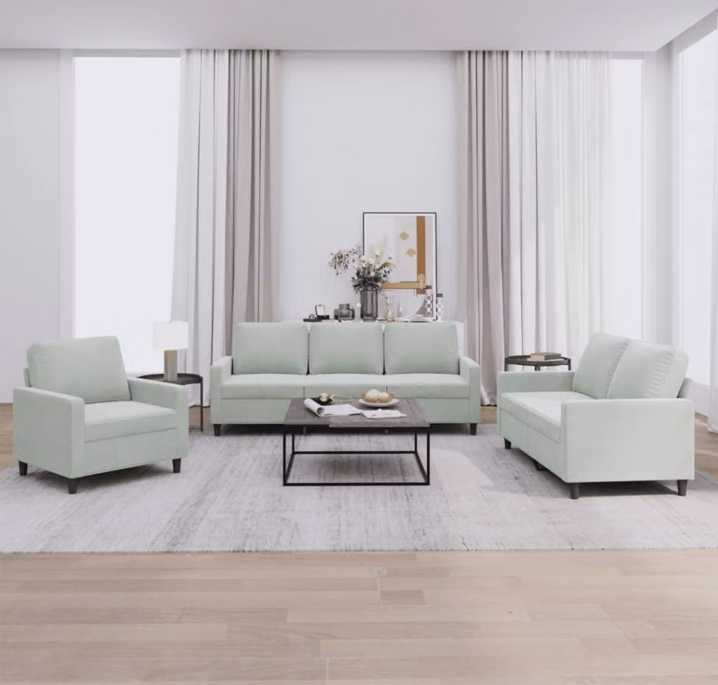 Maison Exclusive - Set divano a 3 posti con cuscini in velluto grigio chiaro