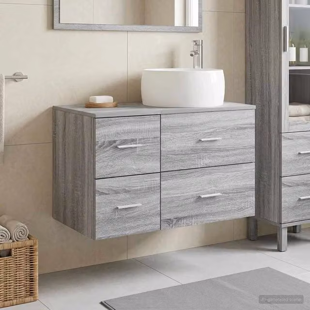 Set di mobili per il bagno 2 pz Sonoma grigio 3404005