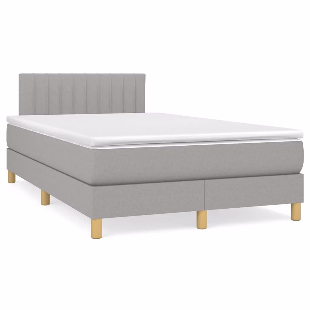 vidaXL Giroletto a Molle con Materasso Ibrido in Tessuto Grigio e Bianco L/P/H: 120 x 200 x 88 cm