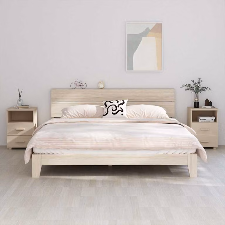Set di 2 comodini vidaXL HAMAR in legno massello di pino colore marrone L 40 cm x P 35 cm x H 62 cm
