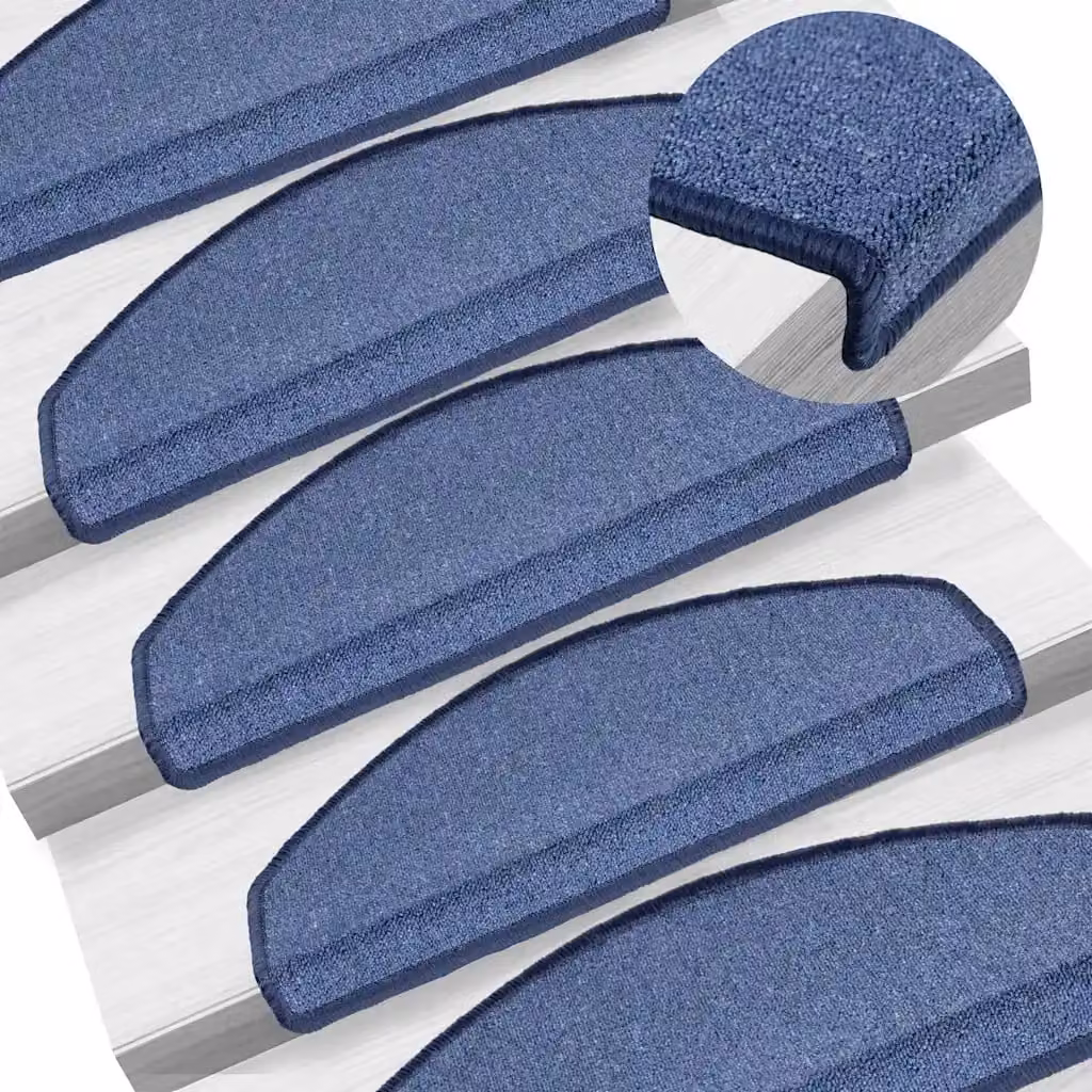 vidaXL Tappetini per scale 10 pz 65x24x4 cm Blu Semicircolari Grandi