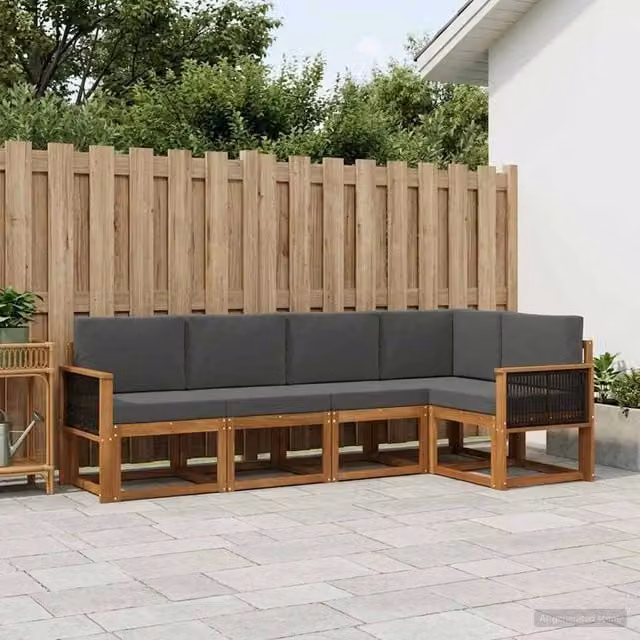 Set di divani da esterno 5 pz Naturale e Antracite Poliestere 3385213