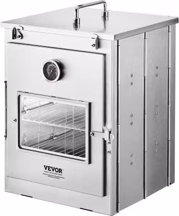VEVOR Forno da Campeggio Pieghevole in Acciaio Inox Color Argento con Termometro e Griglia a 3 Livelli per Fuoco a Legna e Cucina all'Aperto