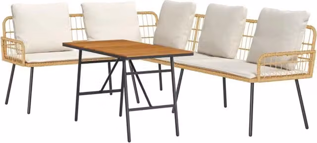 Set Divano da Giardino 2 pz-Sofa da Giardino-Divanetto da esterno Beige polyrattan