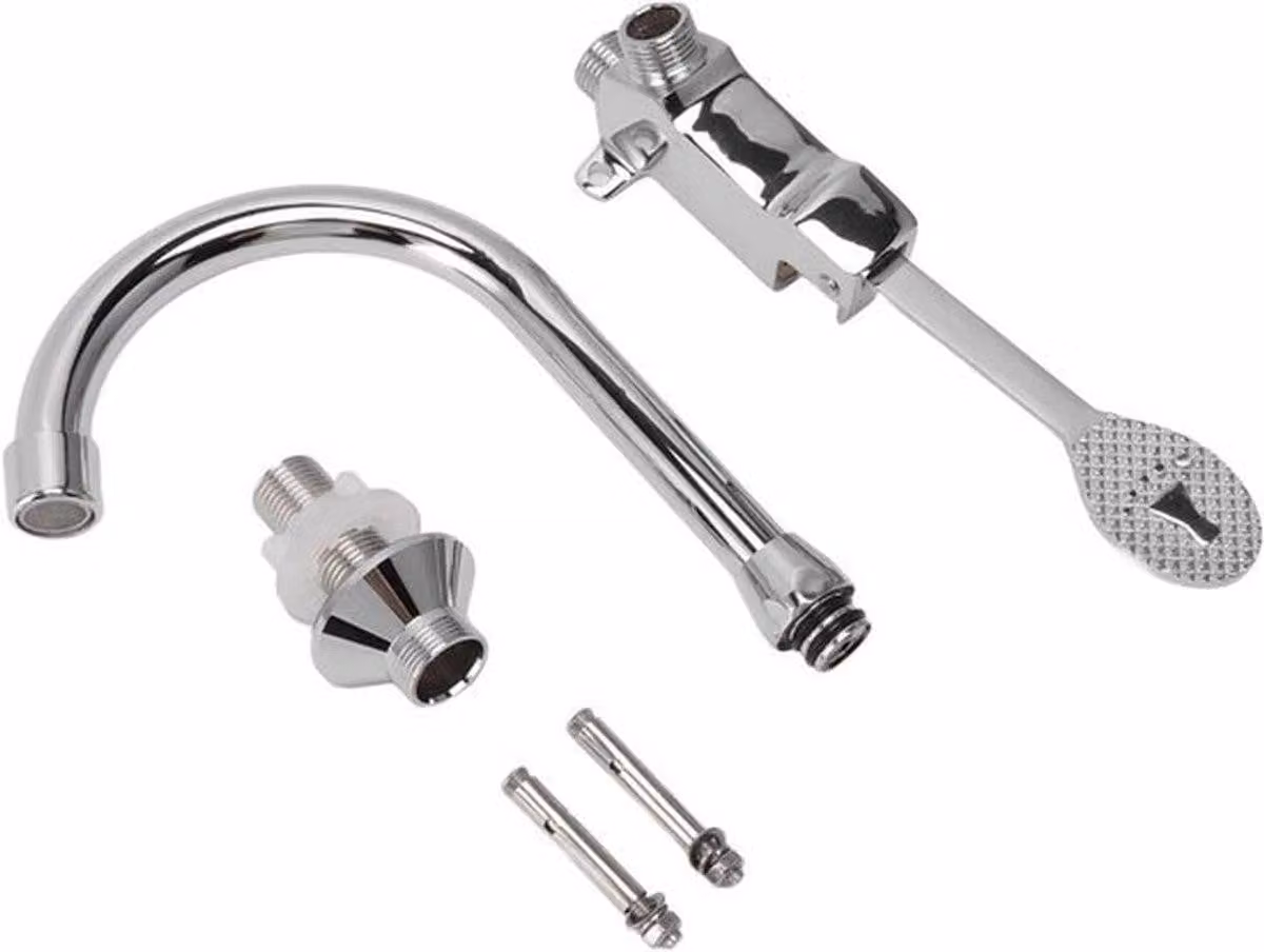 Rubinetto in acciaio inossidabile senza contatto, con pedale, per lavabo da bagno – miscelatore a comando touchless, design moderno, facile da usare