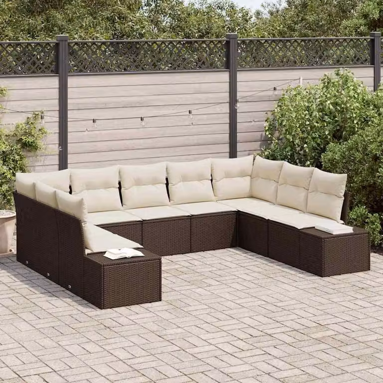 Maison Exclusive - Set di divani da giardino, 9 pezzi, color marrone, in rattan sintetico