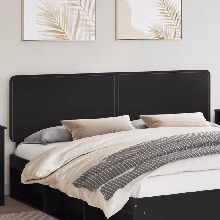 Testiera per letto moderna vidaXL in legno ingegnerizzato nero opaco