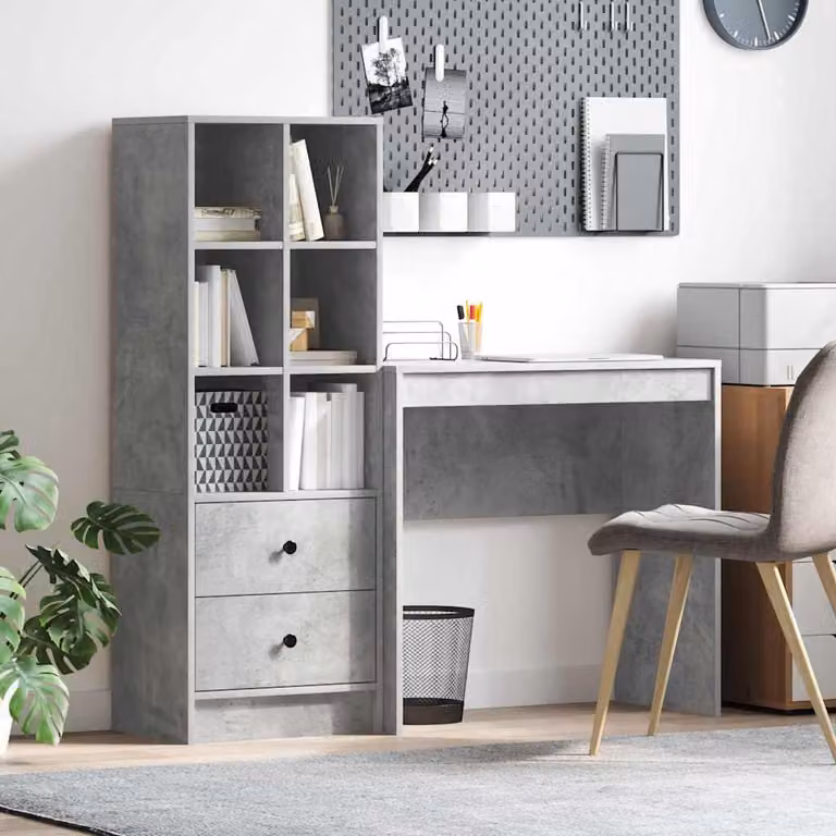 Maison Exclusive - Scrivania con cassetto 2 pcs Grigio cemento