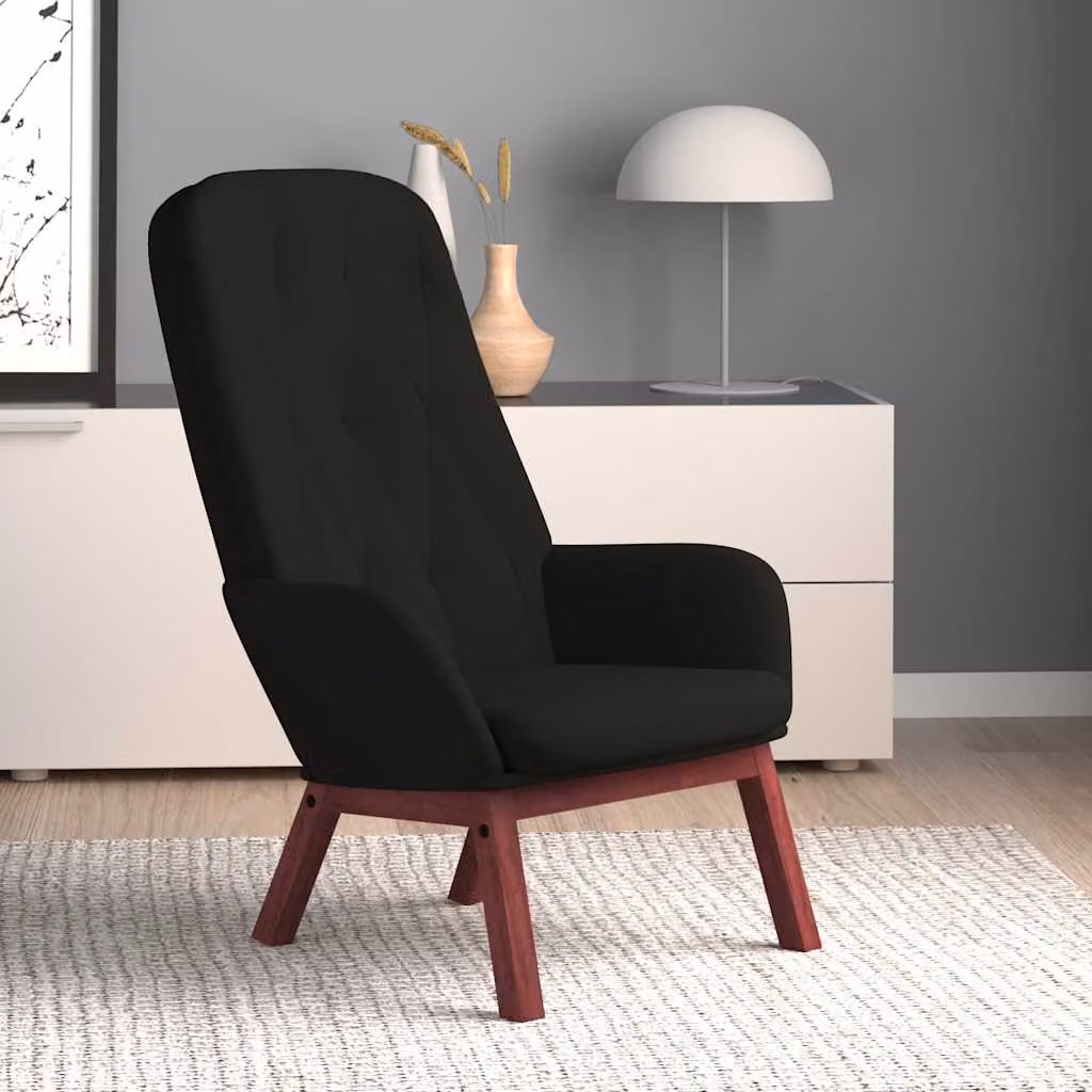 vidaXL Poltrona Relax Recliner in Velluto Nero con Braccioli e Struttura in Metallo e Legno