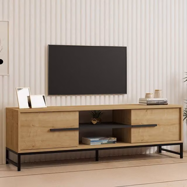 Cinaglio, Mobile Porta tv un Ripiano, 160x40x50h cm Marrone Rovere
