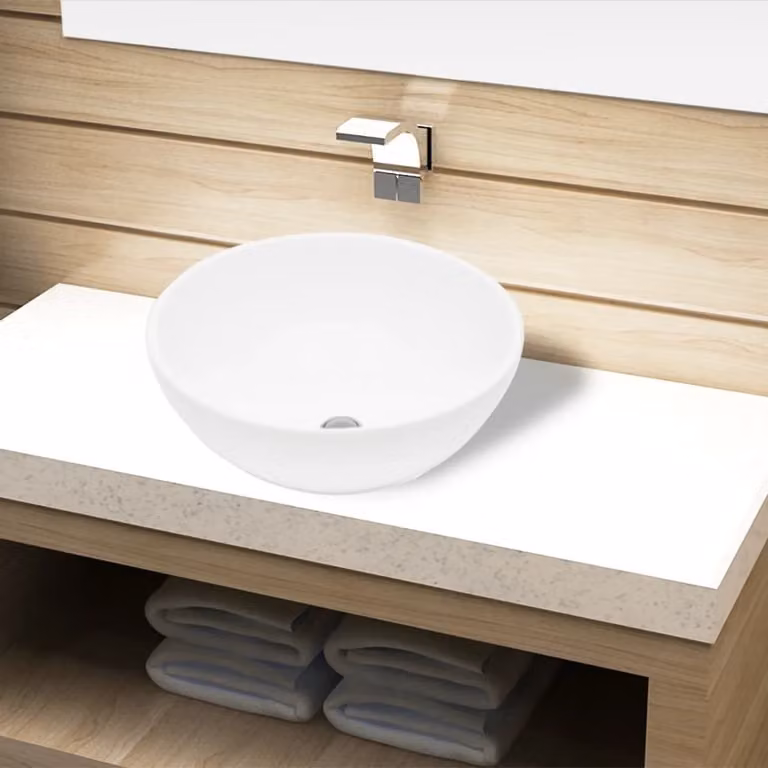 The Living Store Lavabo in Vetroceramica bianco rotondo