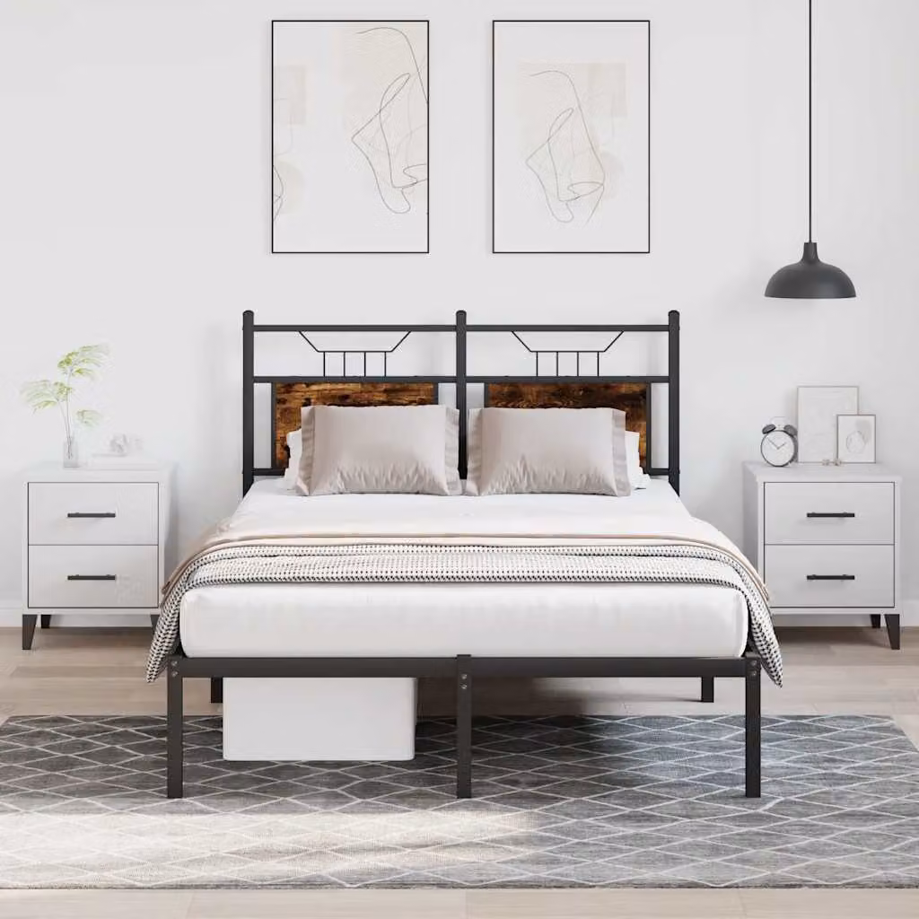 vidaXL Giroletto senza Materasso in Rovere Fumo e Truciolato, L/P/H: 120 x 200 x 126 cm