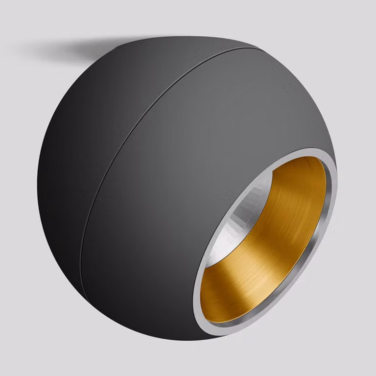 BEGA Bega Studio Line Spot asimmetrico nero/ottone Ø19cm Line, dimmerabile, Nero, Corridoio, Alluminio