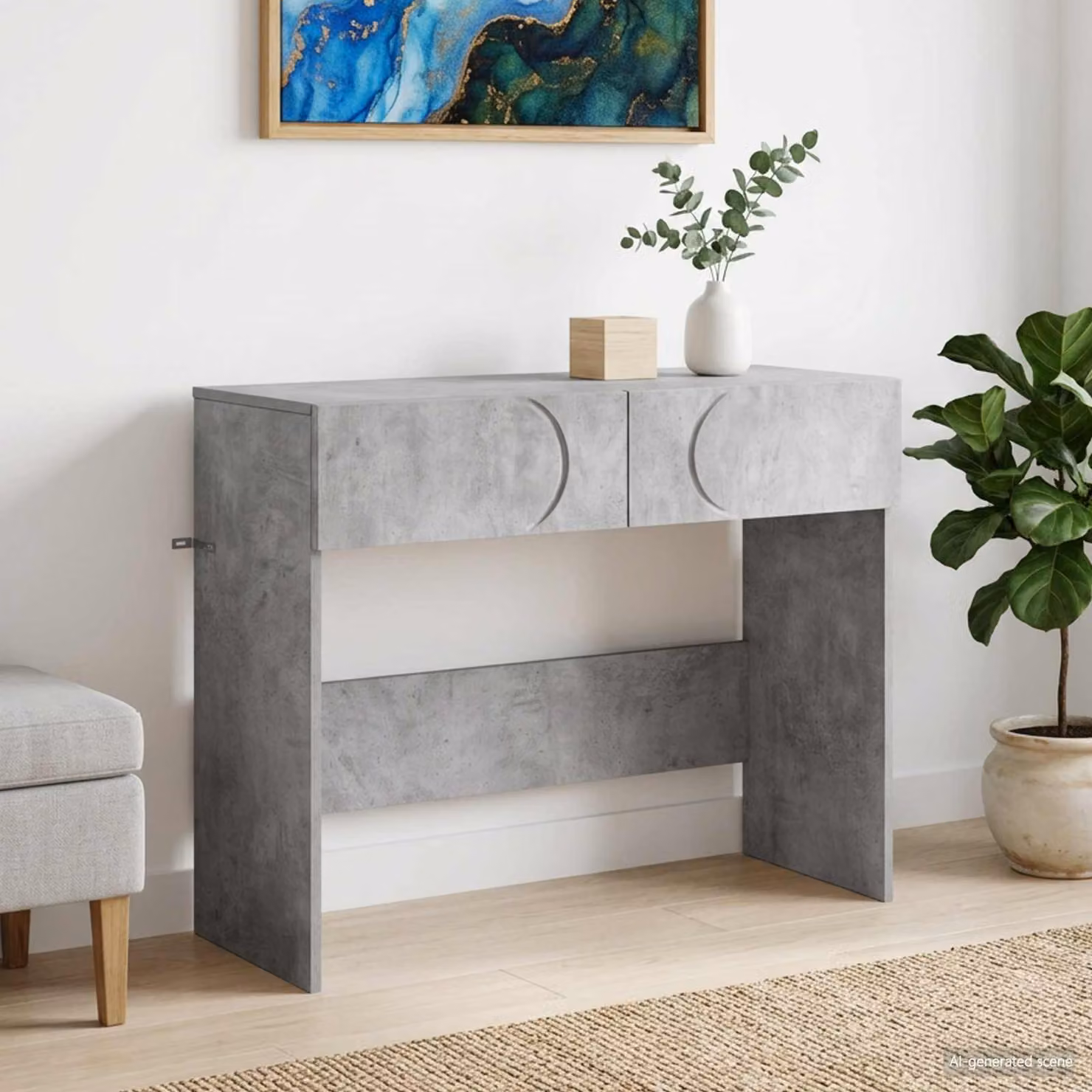 Consolle moderna vidaXL in legno multistrato e composito, colore grigio, L: 96,5 cm, P: 38 cm, H: 75 cm