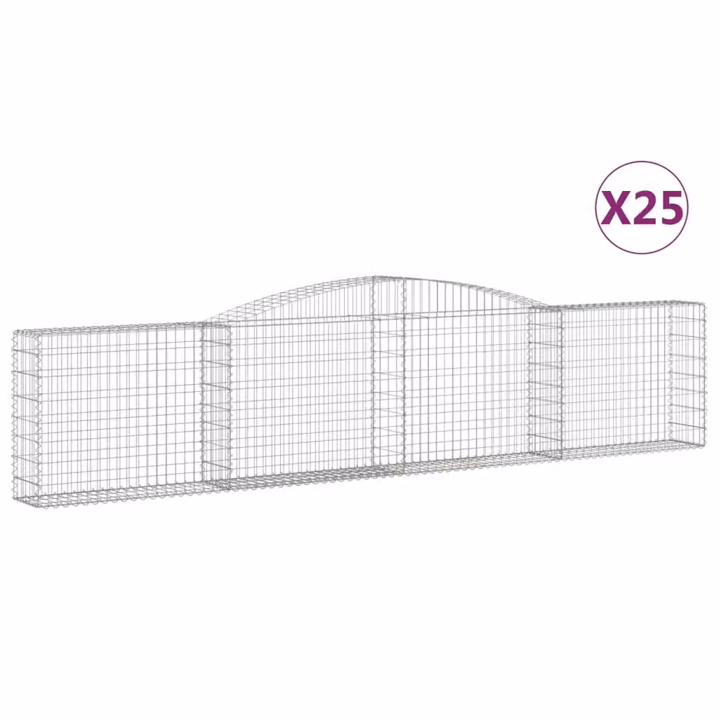 Set di 25 Cesti Gabbioni ad Arco vidaXL in Acciaio Zincato Argento L: 400 cm, P: 30 cm, H: 80-100 cm – 2