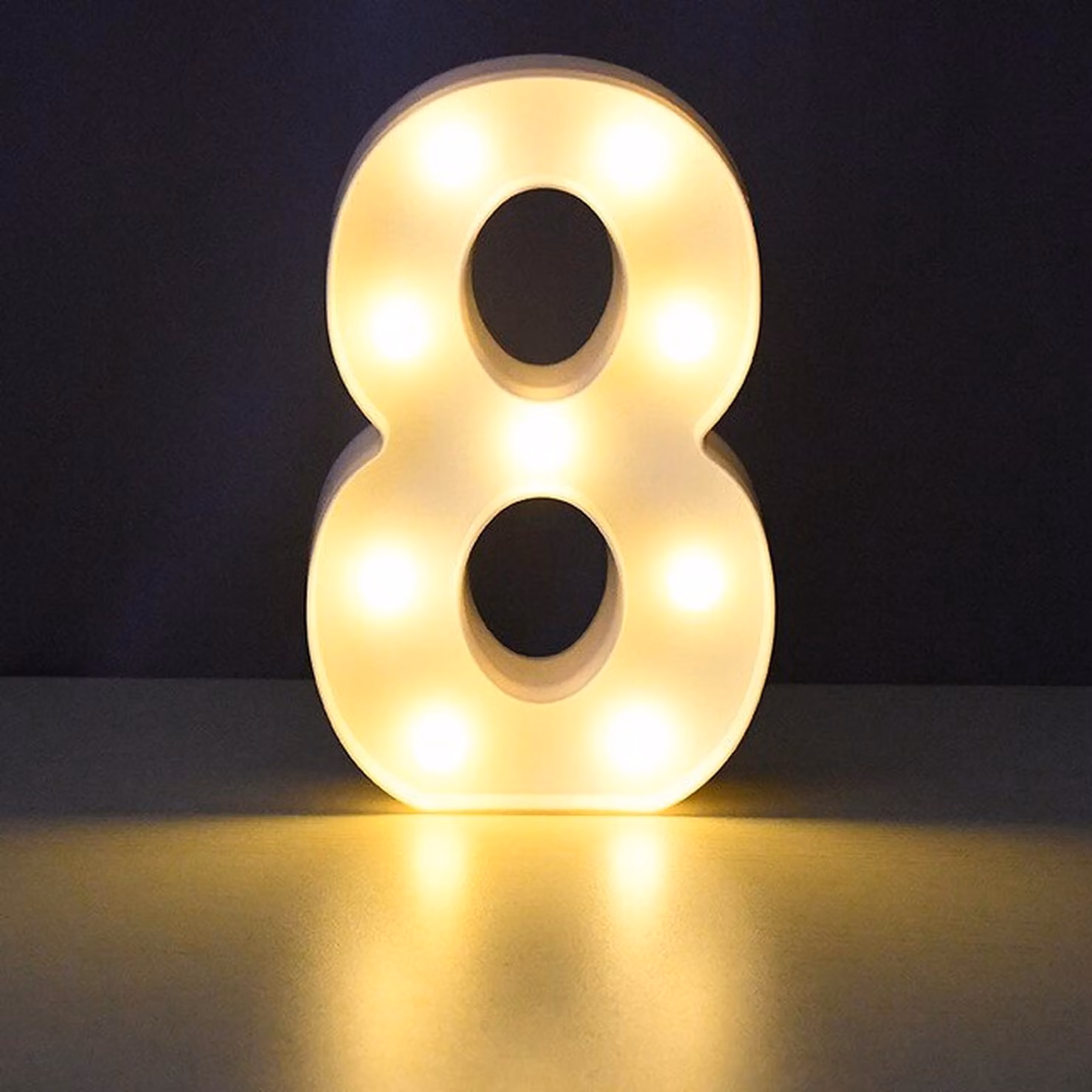 Numero 3D illuminato a LED, numero 8 da 22 cm