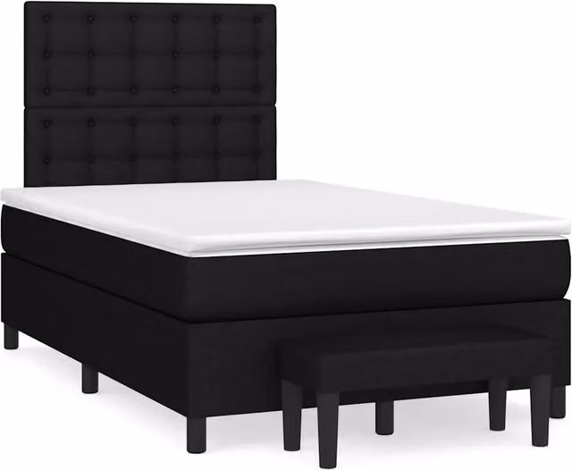 Letto Ibrido vidaXL con Giroletto a Molle e Materasso in Tessuto Nero e Bianco L/P/H: 120 x 200 x 193 cm