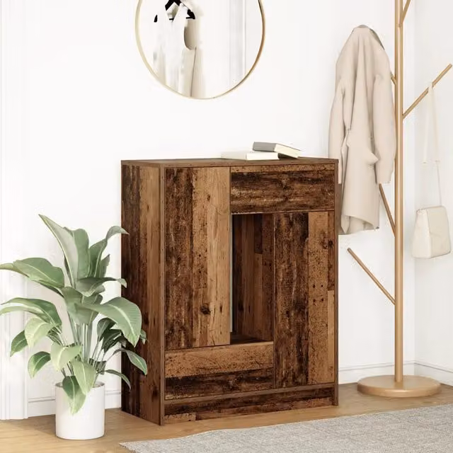 Credenza con Cassetti e Ante-Buffet-Armadio da cucina Legno Antico 73x31x90 cm