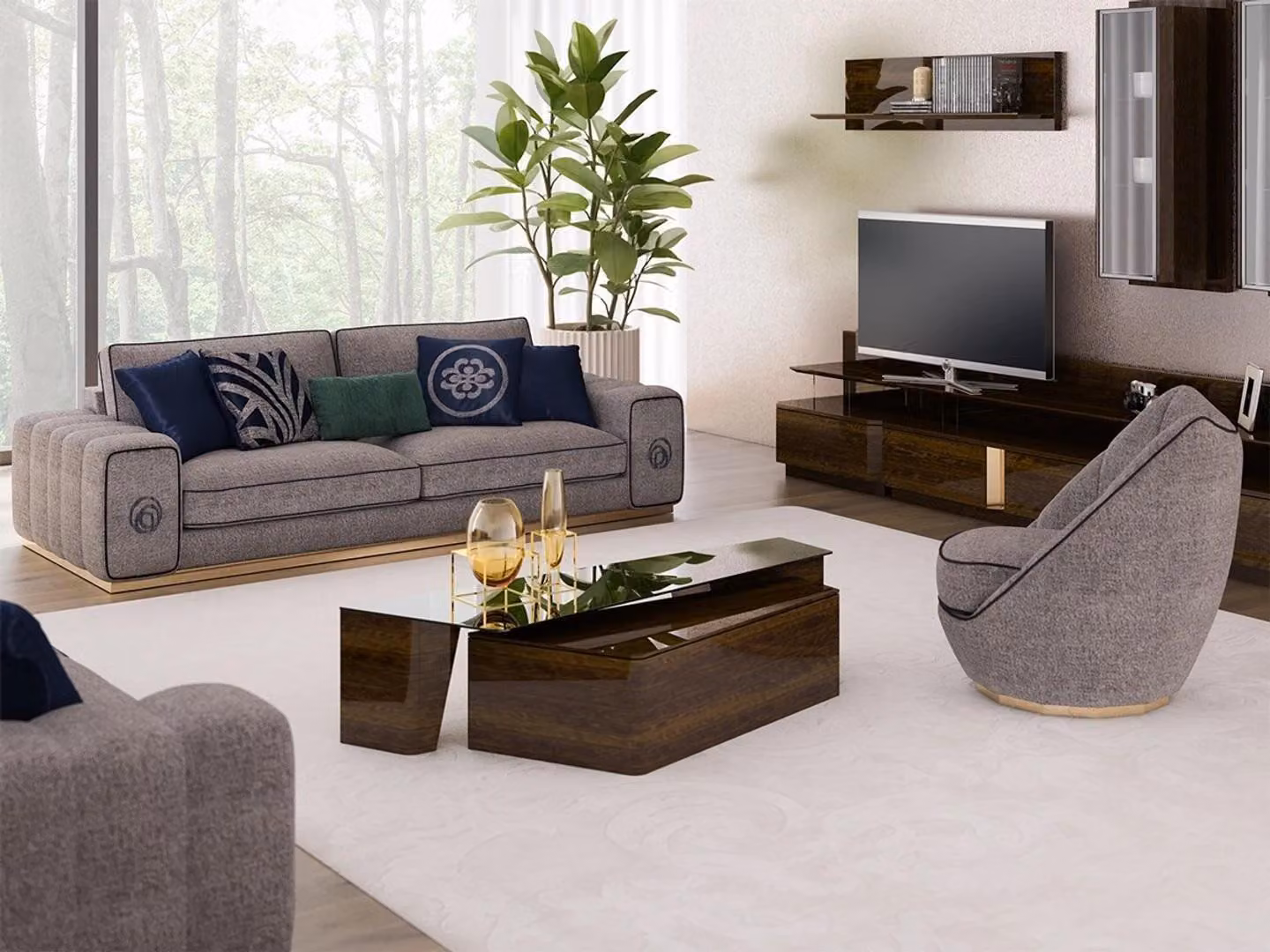 Sofagarnitur Wohnzimmer Komplett 5tlg Sofas Couchen Modern Sessel mit Couchtisch