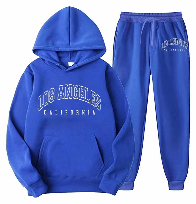 Completo da uomo, due pezzi - Con cappuccio, colore blu - Comodo