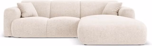 Divano angolare destro Nolio Cosmopolitan Design a 4 posti in ciniglia beige chiaro L 260 cm x P 170 cm x H 72 cm