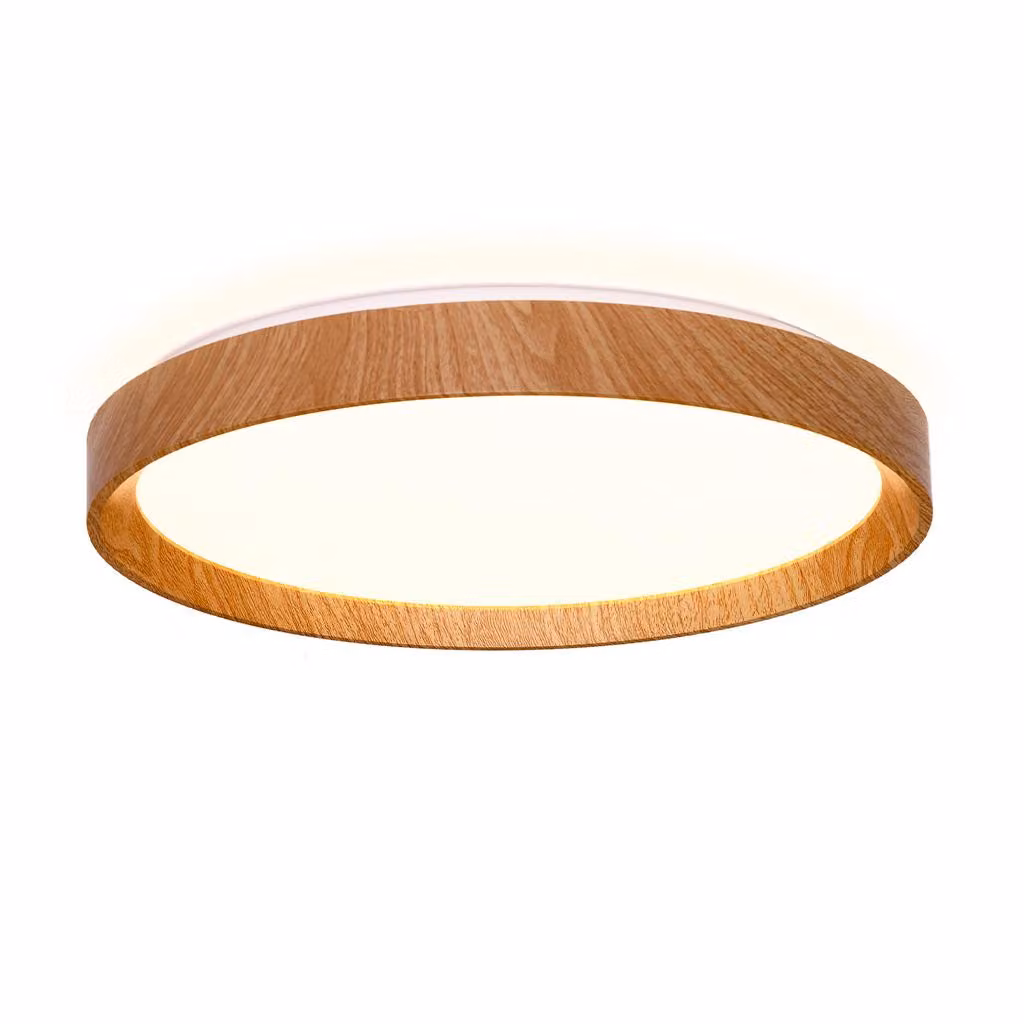 Plafoniera a LED Ø 48 cm, 40 W, temperatura di colore regolabile da 3000 K a 6000 K, policarbonato, effetto legno, lampada moderna