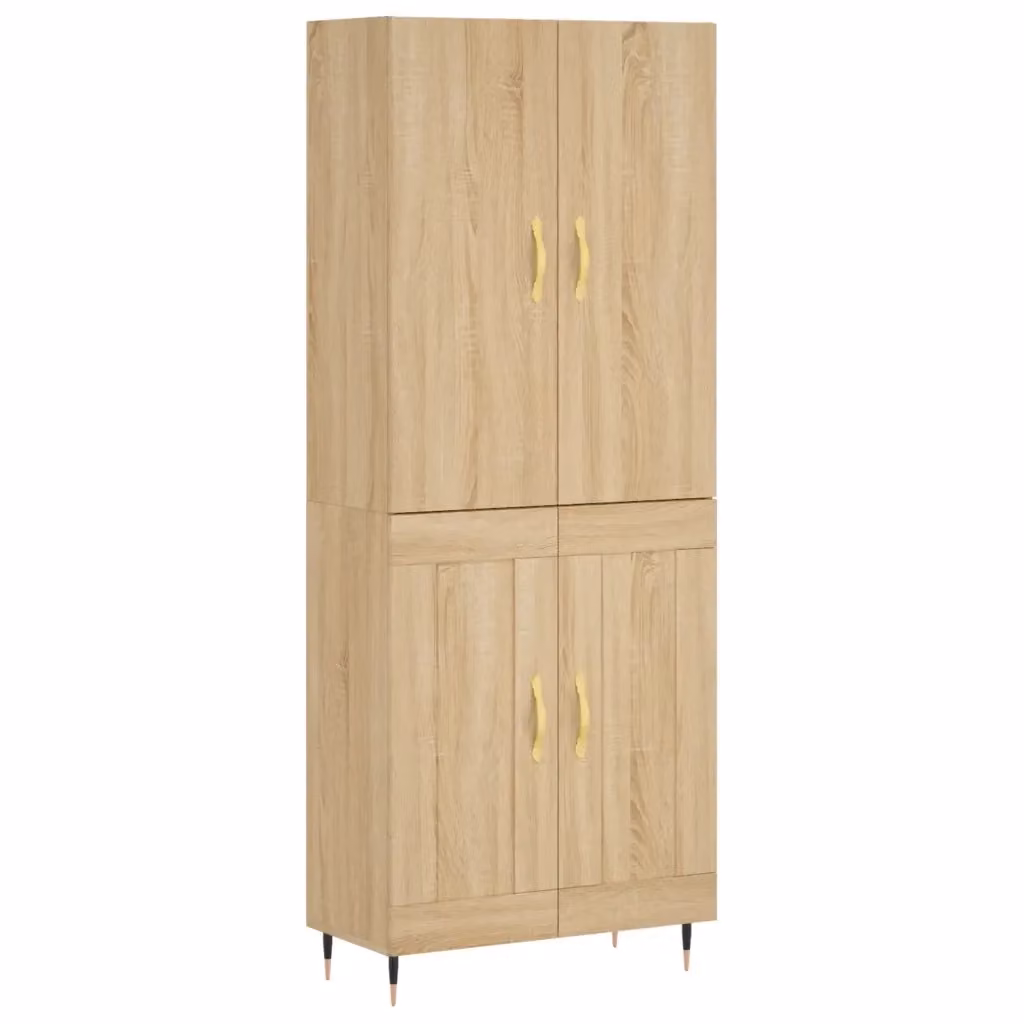 Credenza moderna vidaXL in legno e metallo color rovere, L: 69,5 cm, P: 34 cm, H: 180 cm – 2
