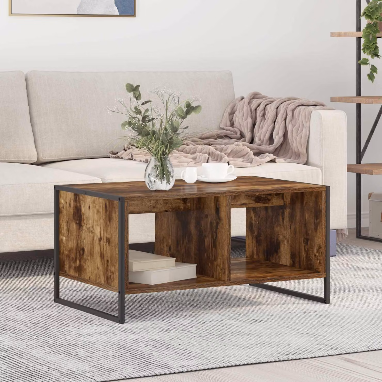 Maison Exclusive - Tavolino in legno affumicato 80 x 50 x 40 cm Materiale ligneo