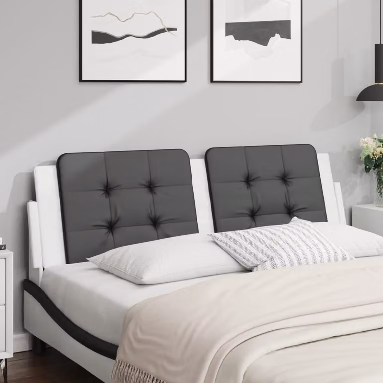 vidaXL Cuscino Testiera Zadar in Similpelle Nero e Bianco, Larghezza: 160 cm
