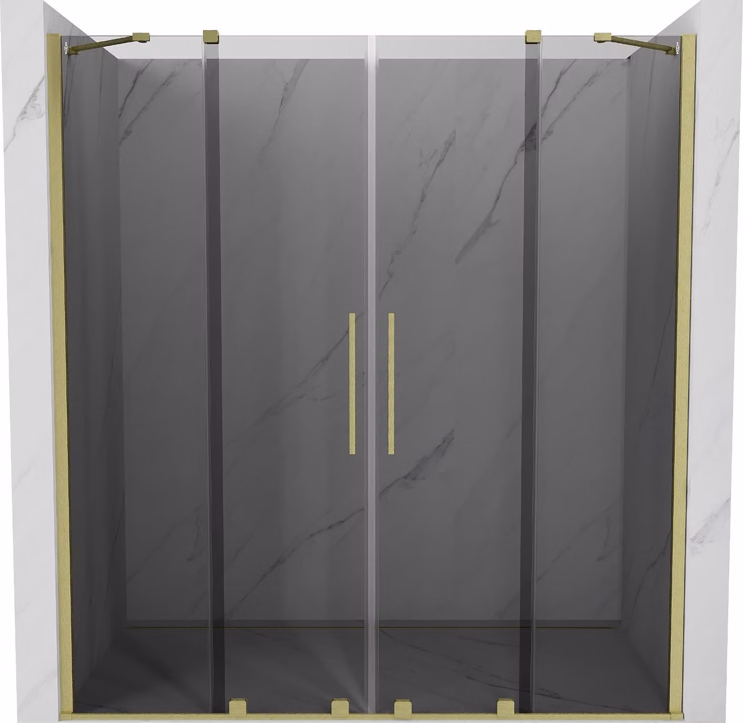 Mexen Velar Duo porte doccia scorrevoli 200 cm, grafite, oro spazzolato - 871-200-000-42-55