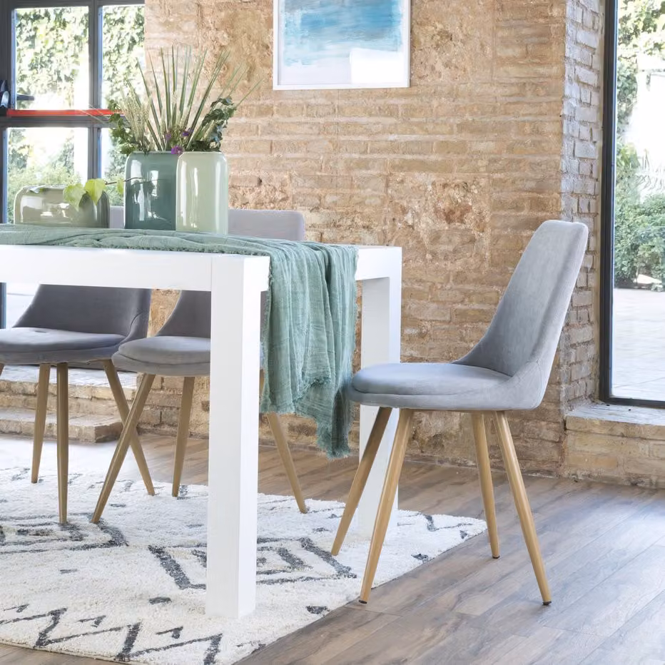Sedia Devon Banak imbottita in tessuto grigio con struttura in legno per adulti – 2