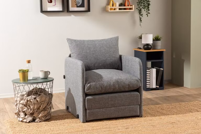 Hanah Home, Saga Single - Light Grey, divano letto, grigio chiaro, 100% METALLO, 68 x 70 x 66 cm