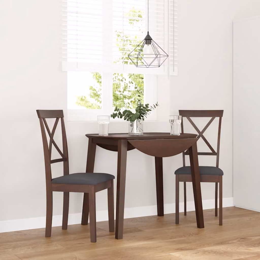 Set di 2 sedie da pranzo vidaXL in legno di hevea massello marrone con cuscini