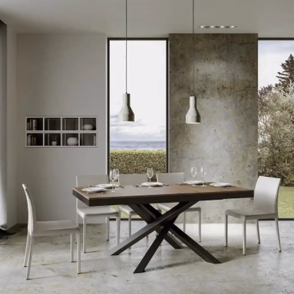 Tavolo allungabile Itamoby Volantis Evolution colore noce con telaio e gambe antracite L/P: 160-264 x 90 cm – 2